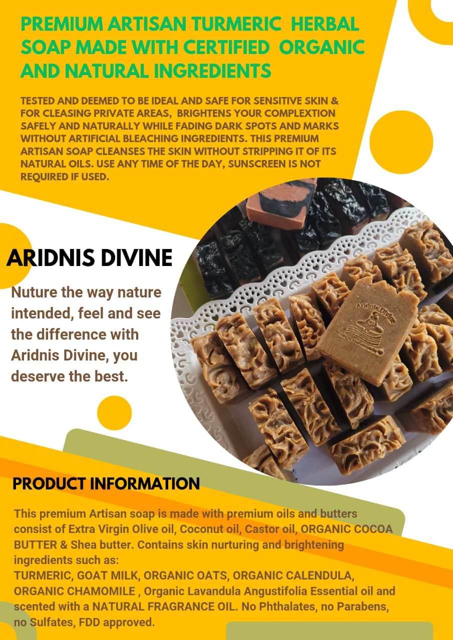 Aridnis Divine Artisan Soap - Turmeric, Calendula, Chamomile & Oats